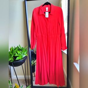 Maxi shirt dress, red H&M size 8